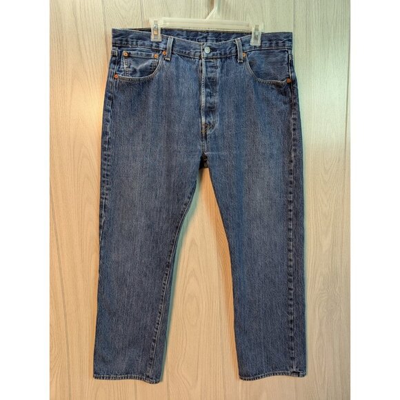 Levi's 501XX Jeans Mens 38x30 Blue Denim Straight Button Fly Y2K Look Grunge - Picture 1 of 9